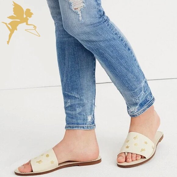 Madewell Shoes - MADEWELL Cactus Print Leather Thong Slides